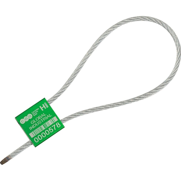 Metal Cable Seal, 1/8x12L, Green, 50PK